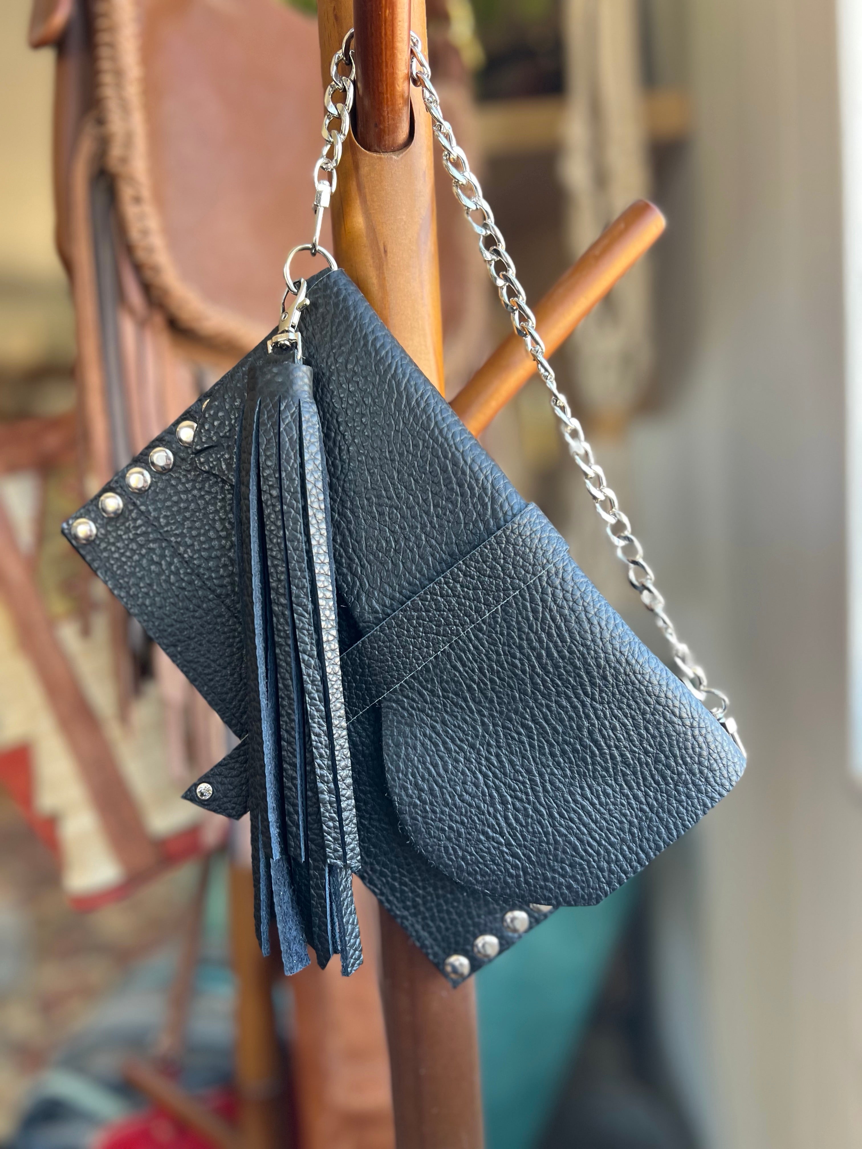 Dirty Mojave Leather Envelope Wristlet with Tassel