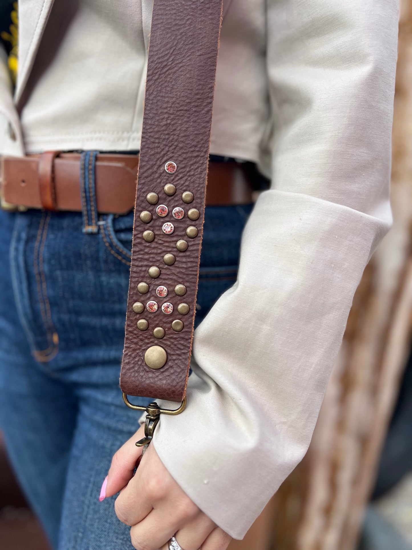The High Desert Leather Embellished Handbag Strap