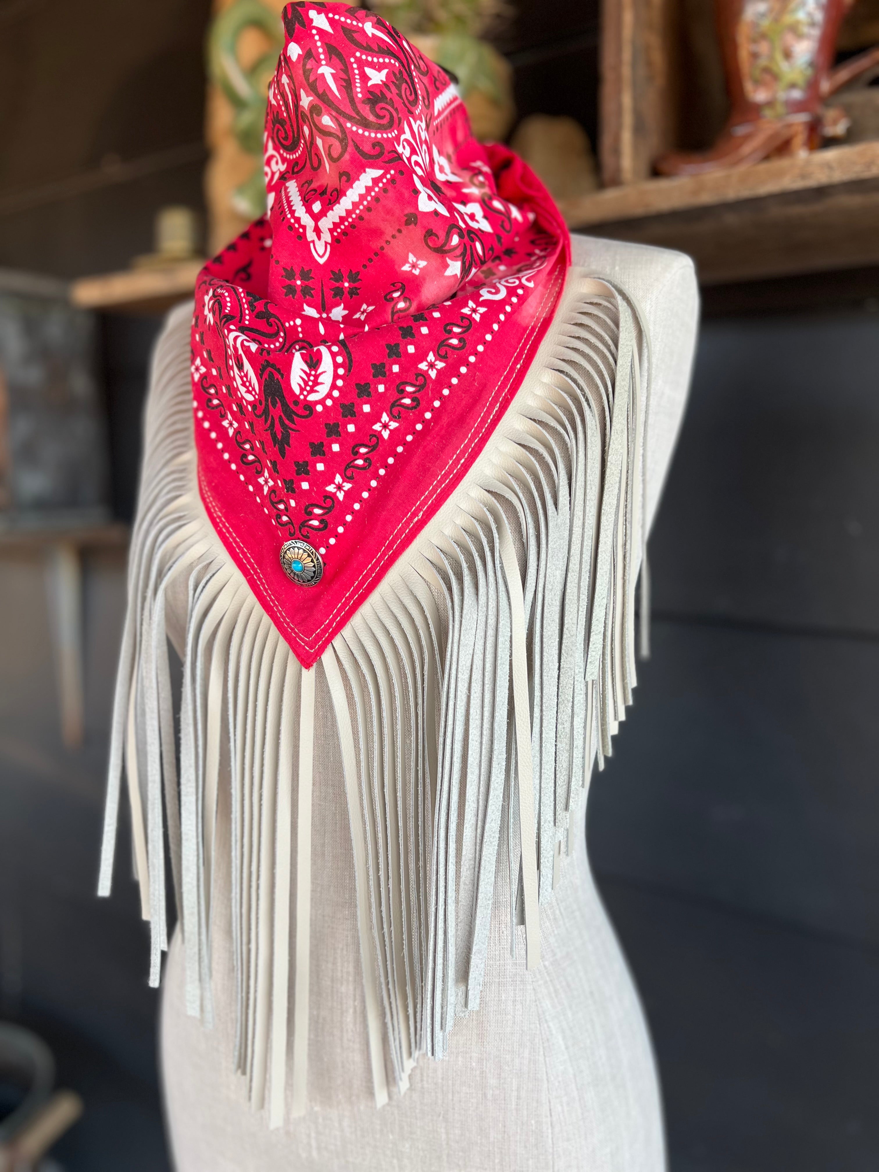 Desert Dusted Bandana Leather Fringe Collar