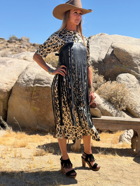 The Badlands Fringe Leather Skirt by Dirty Mojave Leather