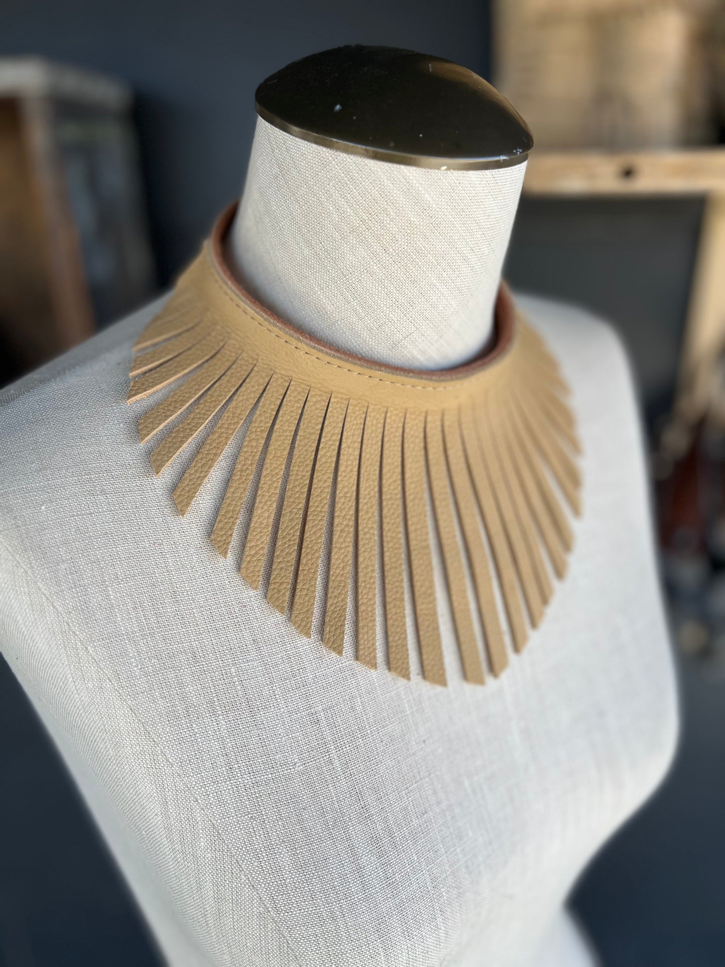 Dirty Mojave Leather Fringe “The Halo” Neckpiece