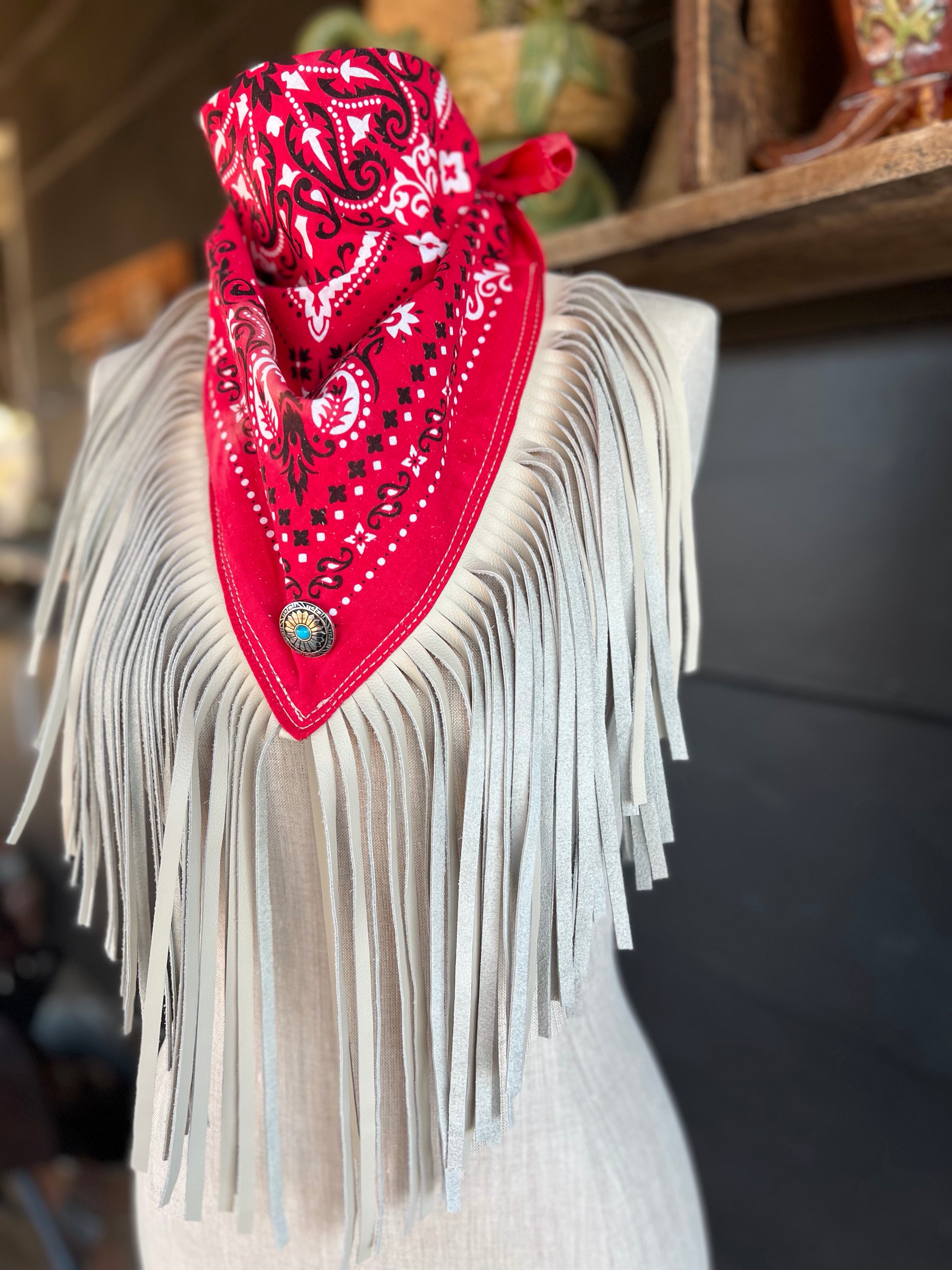 Desert Dusted Bandana Leather Fringe Collar