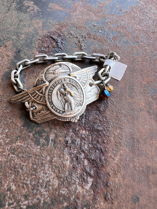 Vintage St Christopher Medal Bracelet