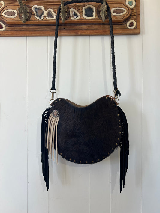 MOON Cowhide Tan Leather Handbag