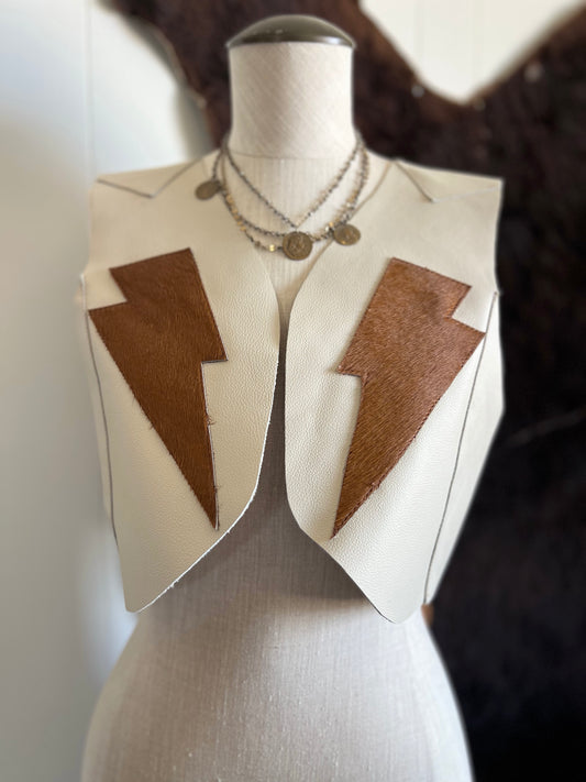 The “Wild Back” Vest Leather Fringe Dirty Mojave Leather