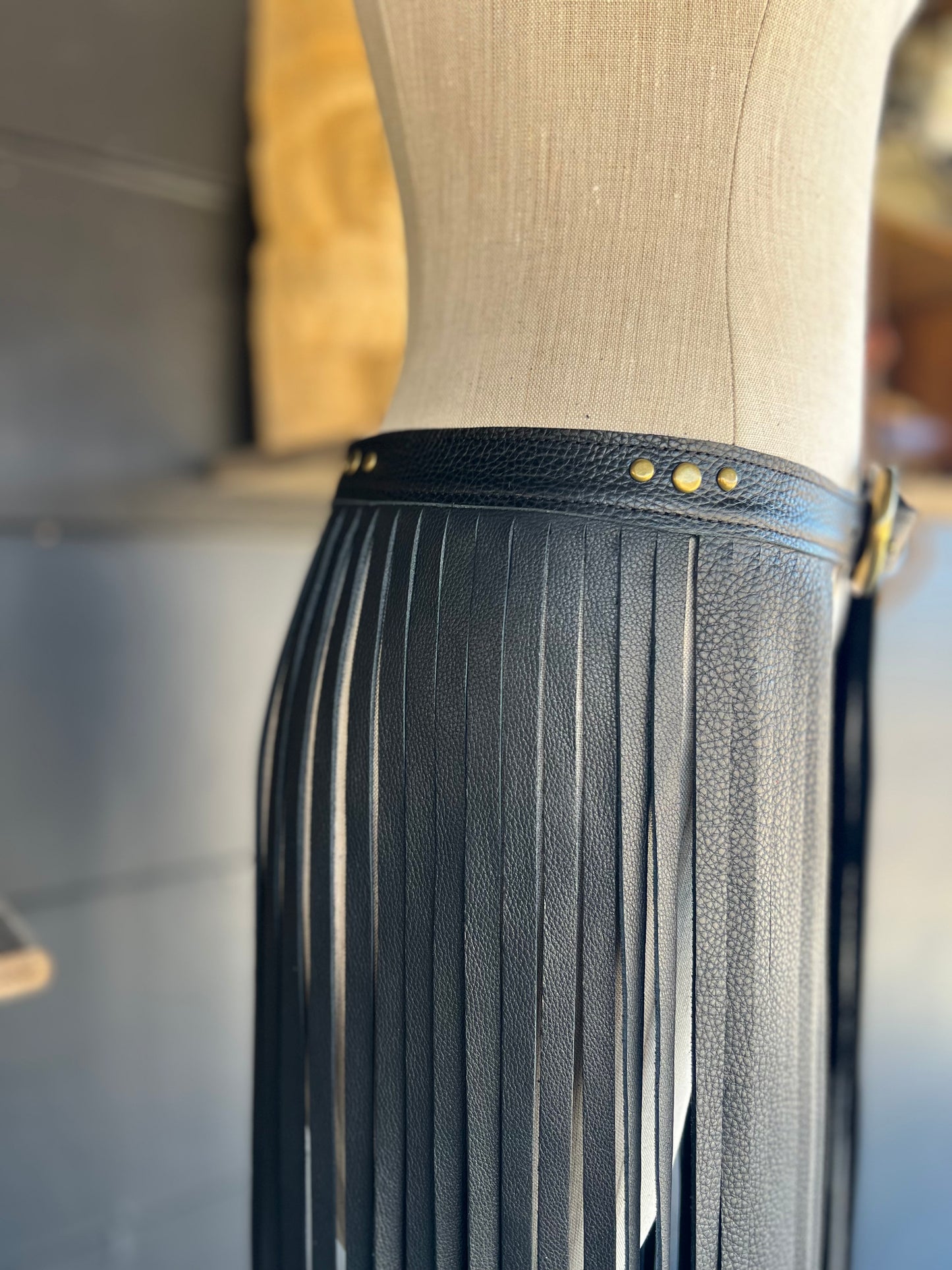 The Badlands Fringe Leather Skirt by Dirty Mojave Leather
