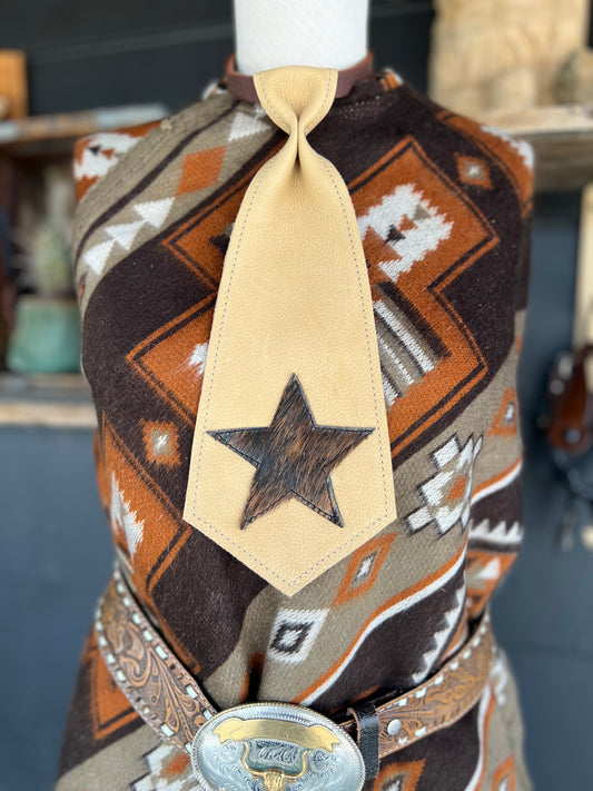 Dirty Mojave Star Heirloom Wide Leather Necktie