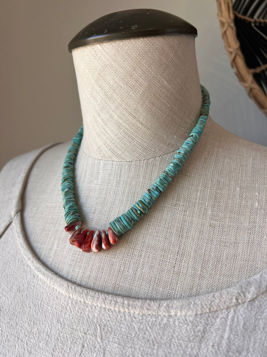 Old Pawn Turquoise and Spiney Oyster Necklace