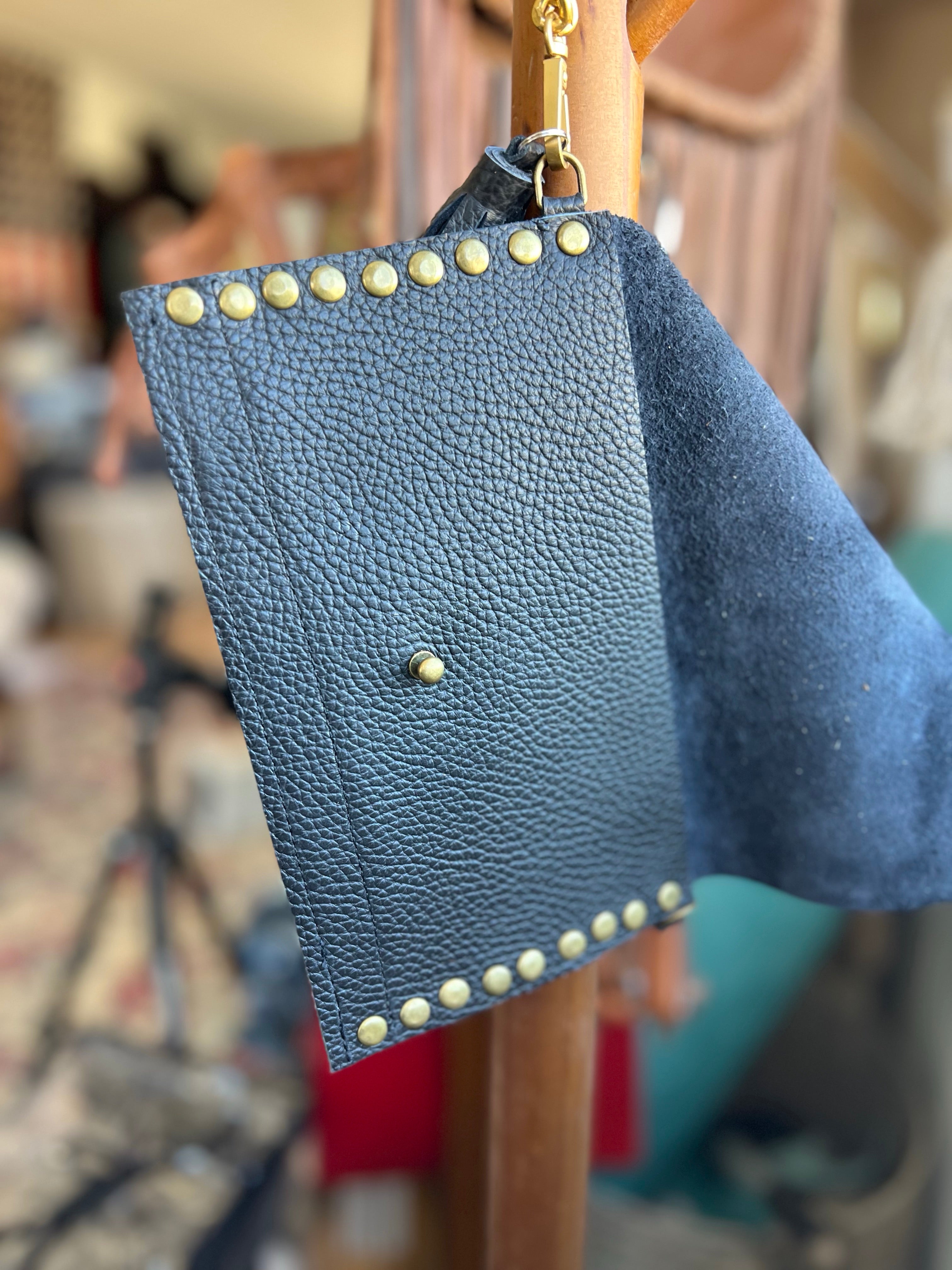 Dirty Mojave Leather Envelope Wristlet with Tassel