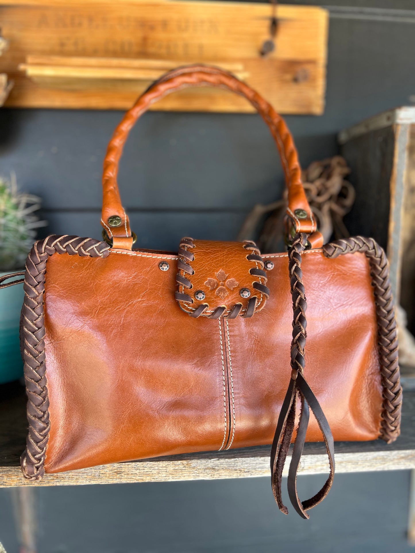 Patricia Nash Leather Desert-Laced Detail Handbag