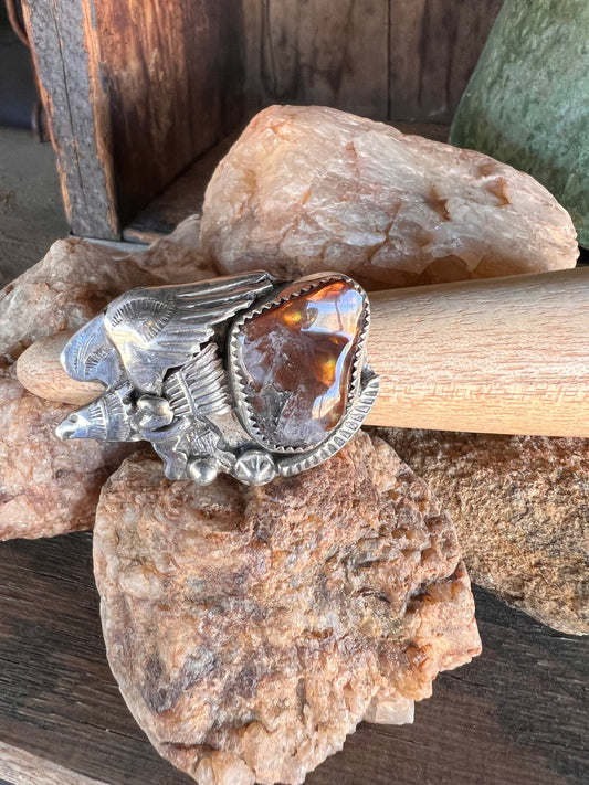 Vintage Carlos White Eagle Signed Quartz Ring