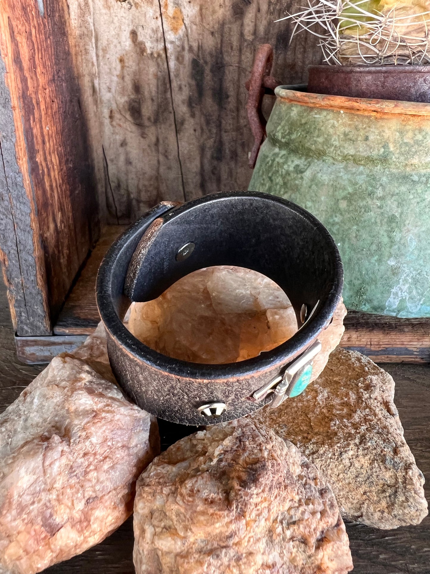 Dirty “Mojave Outlaw Cuffs” Leather Hand-Forged Western Bracelet