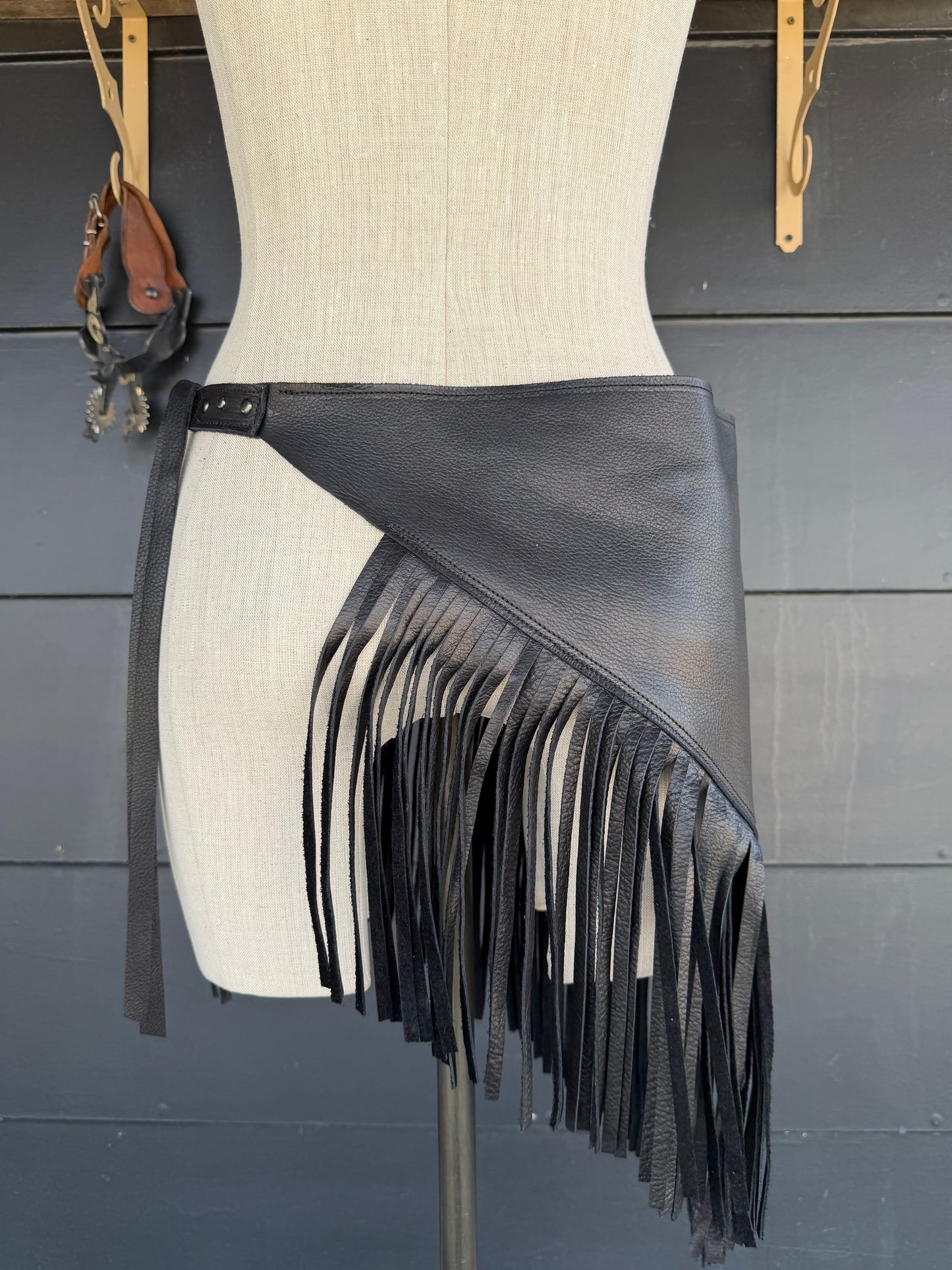 The Sundown Fringe Black Leather Wrap