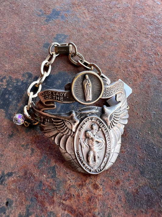 Vintage St Christopher Medal Bracelet