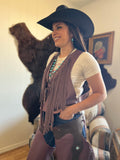 Wild Back Vests - Leather Fringe & Cowhide Statement - Bronco