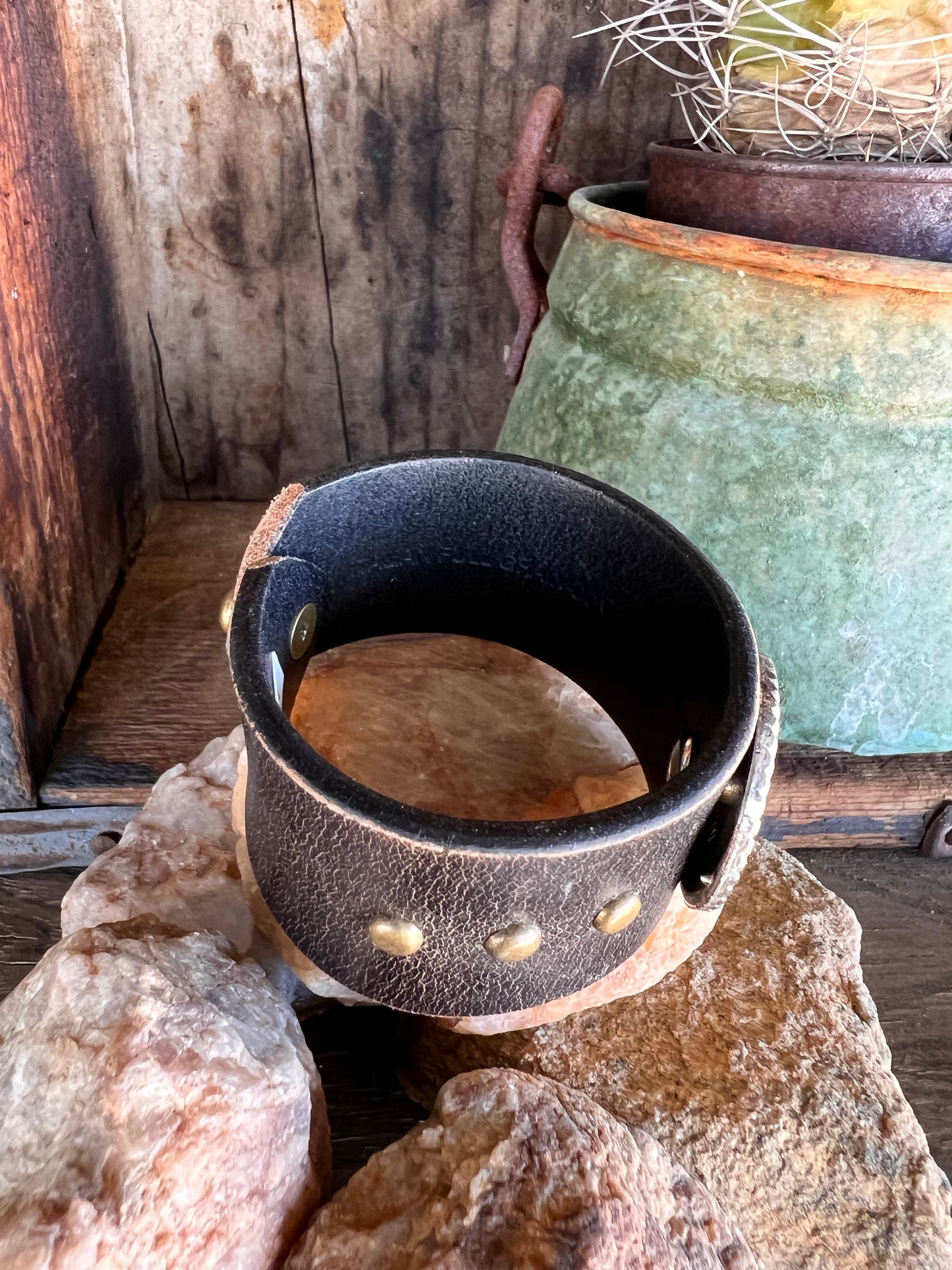 Dirty “Mojave Outlaw Cuffs” Leather Hand-Forged Western Bracelet