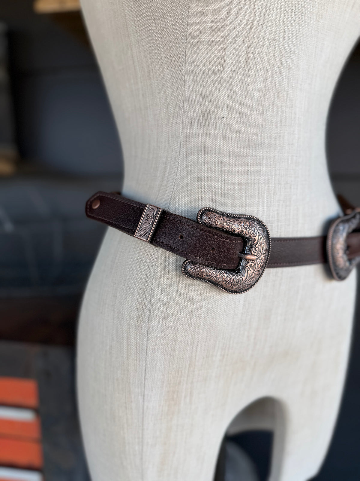 Ranch House Double Buckle Brown Leather Belt
