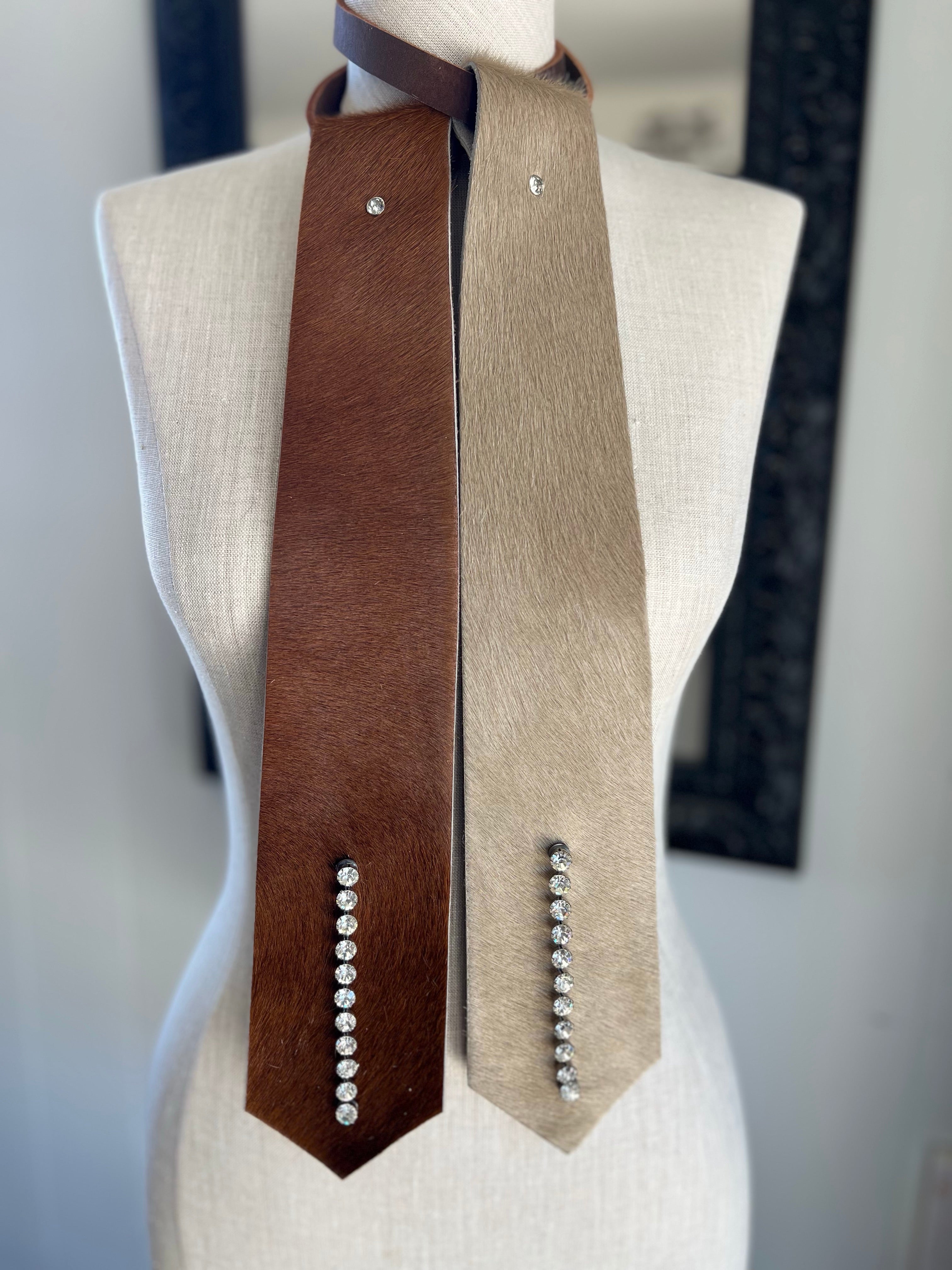 Wildhide Blade Cream Cowhide Neck Tie by Dirty Mojave Leather