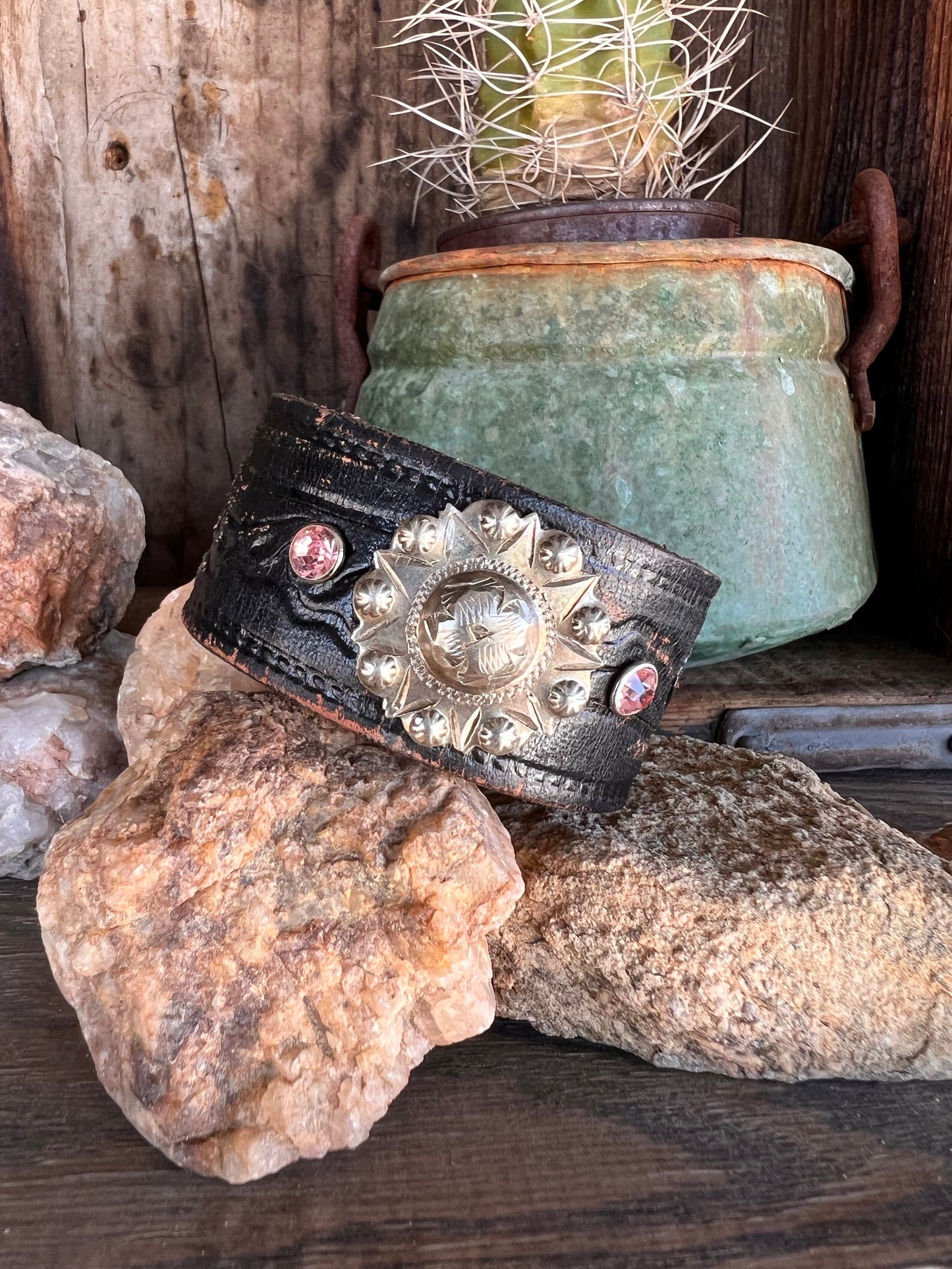 Dirty “Mojave Outlaw Cuffs” Leather Hand-Forged Western Bracelet