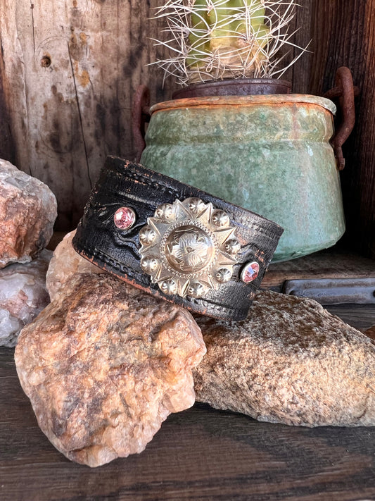 Dirty “Mojave Outlaw Cuffs” Leather Hand-Forged Western Bracelet