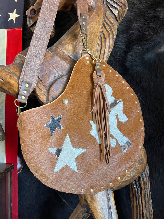 MOON Cowhide Tan Leather Handbag