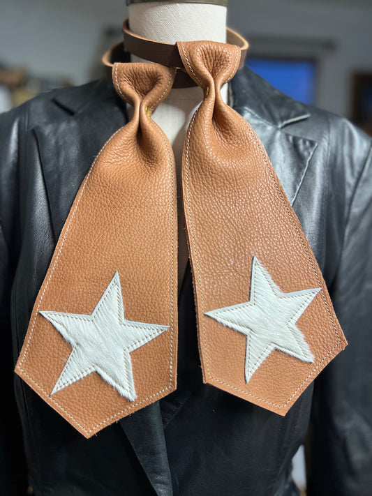 Dirty Mojave Star Heirloom Tie Leather Wide Necktie