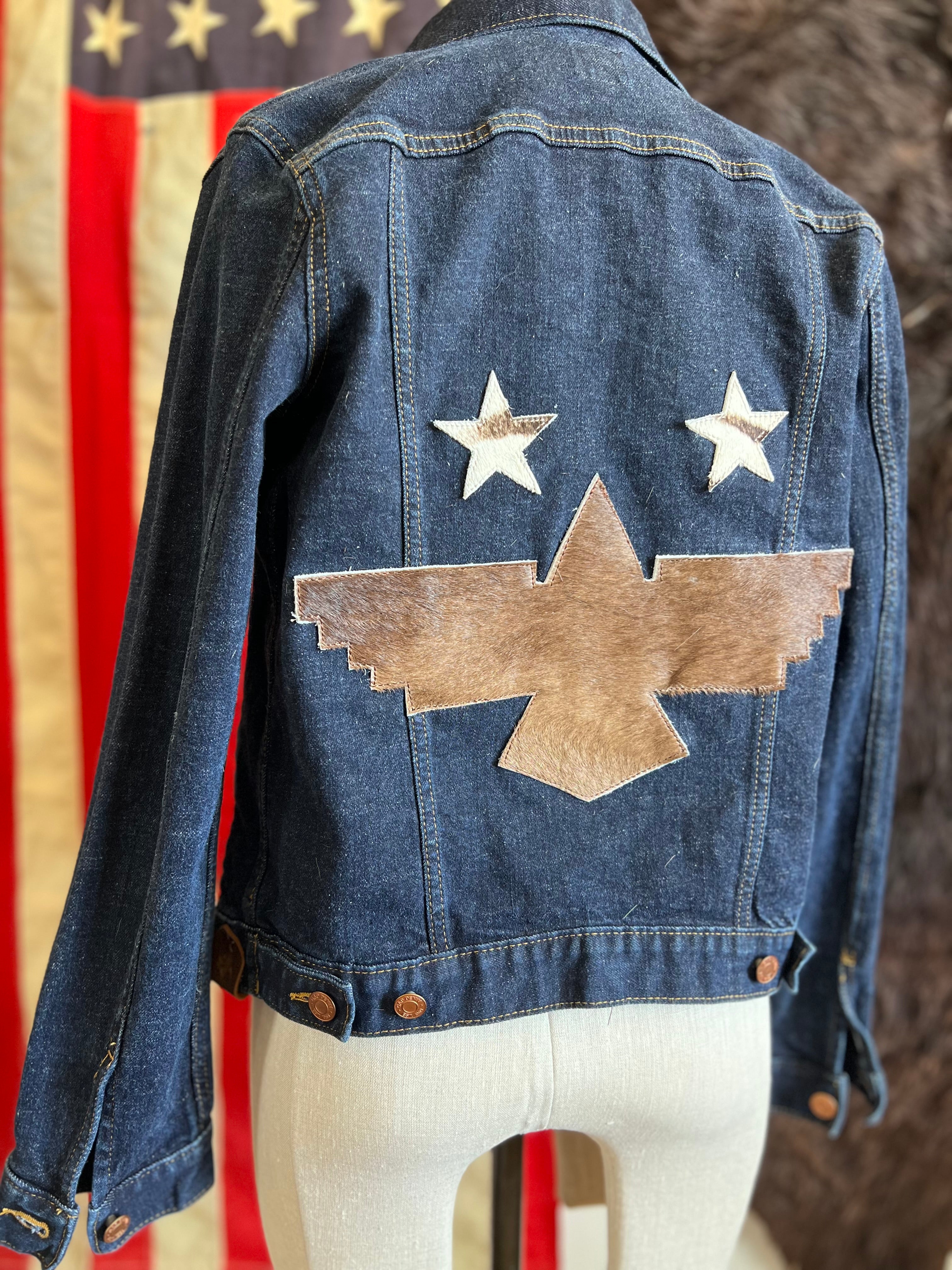 The Watcher by Dirty Mojave - Up-cycled Denim & Cowhide Jacket