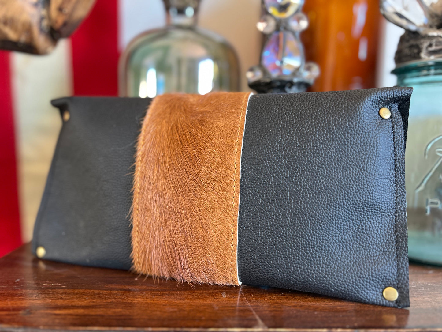 Margo Clutch Fur Black Leather