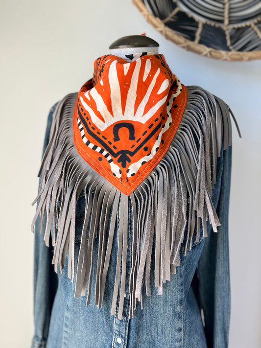 Desert Dusted Bandana Leather Fringe Collar