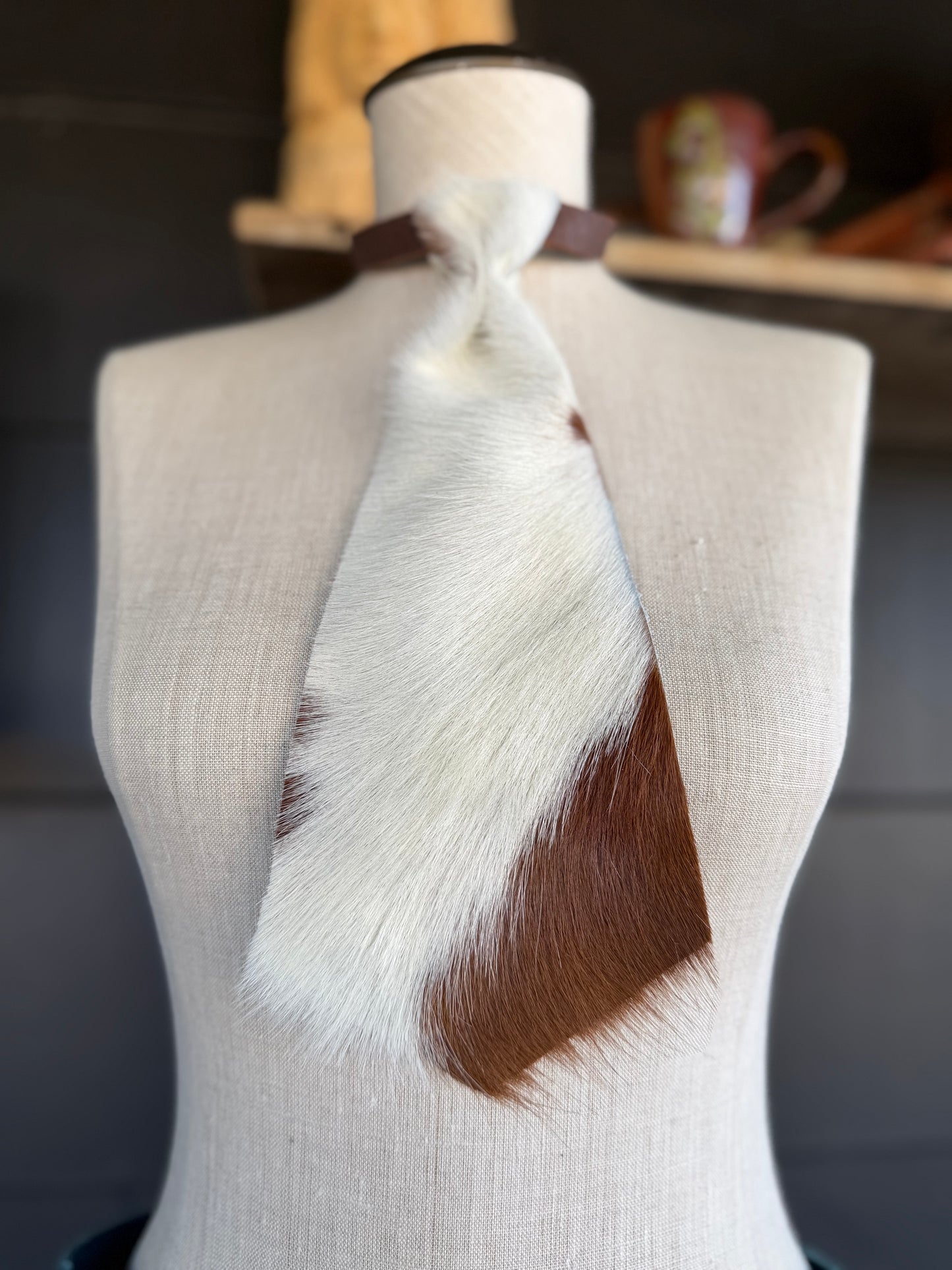 Dirty Mojave Cowhide Heirloom Wide Leather Necktie