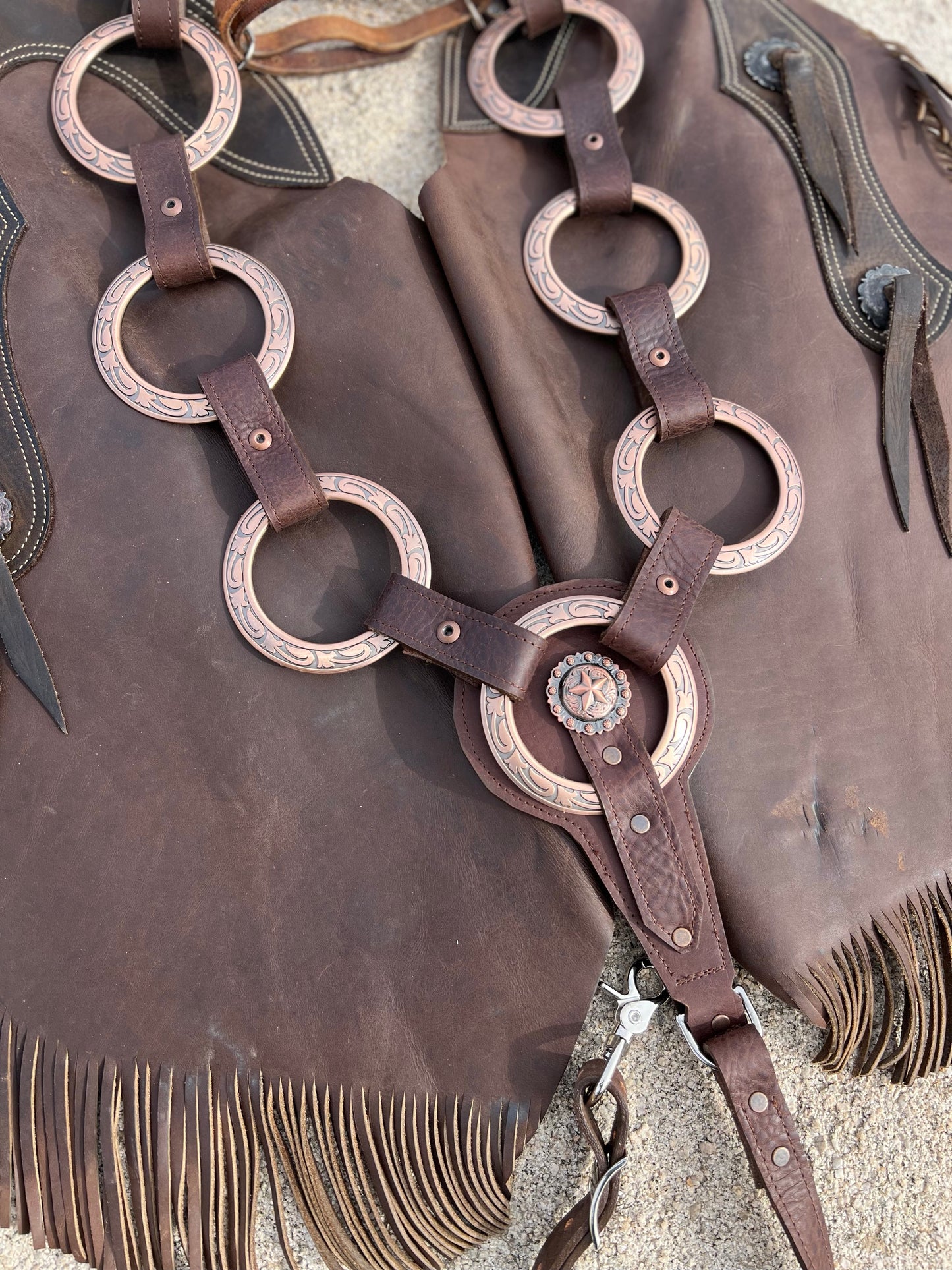 Jeremiah Watt Copper Ring Leather “ACE-HIGH” Breast Collar