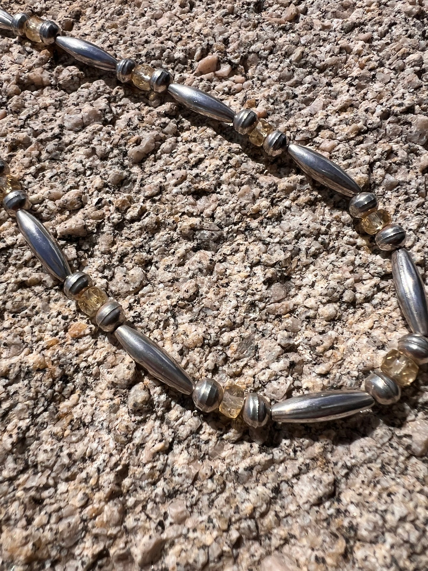 Navajo Vintage Sterling Silver & Citrine Necklace