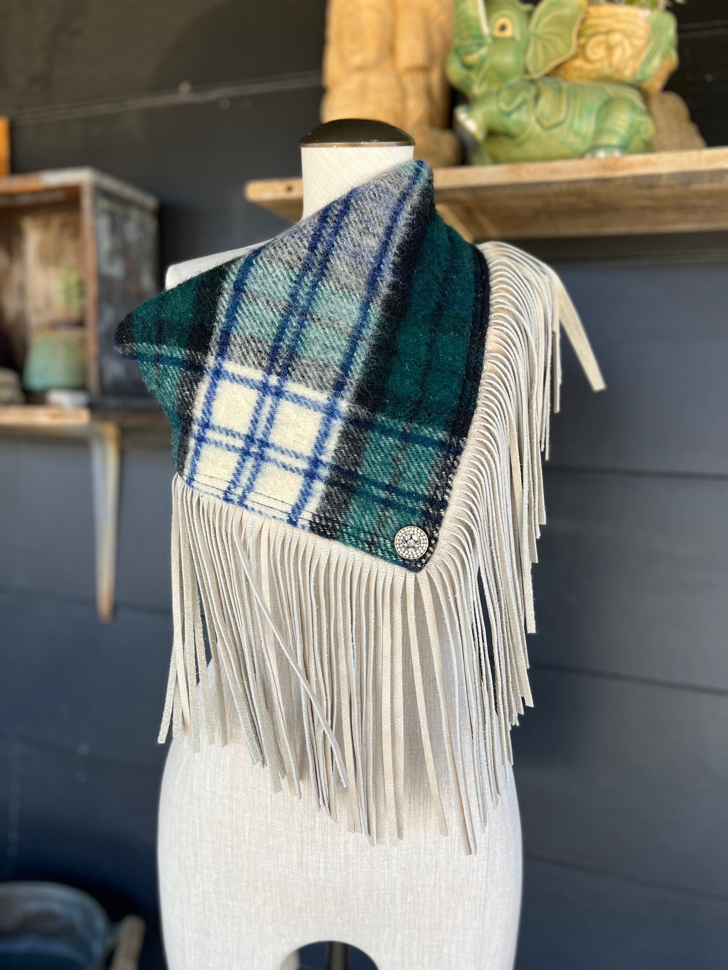 The Highlander Outrigger Rhinestone Vintage Wool Scarf by Dirty Mojave