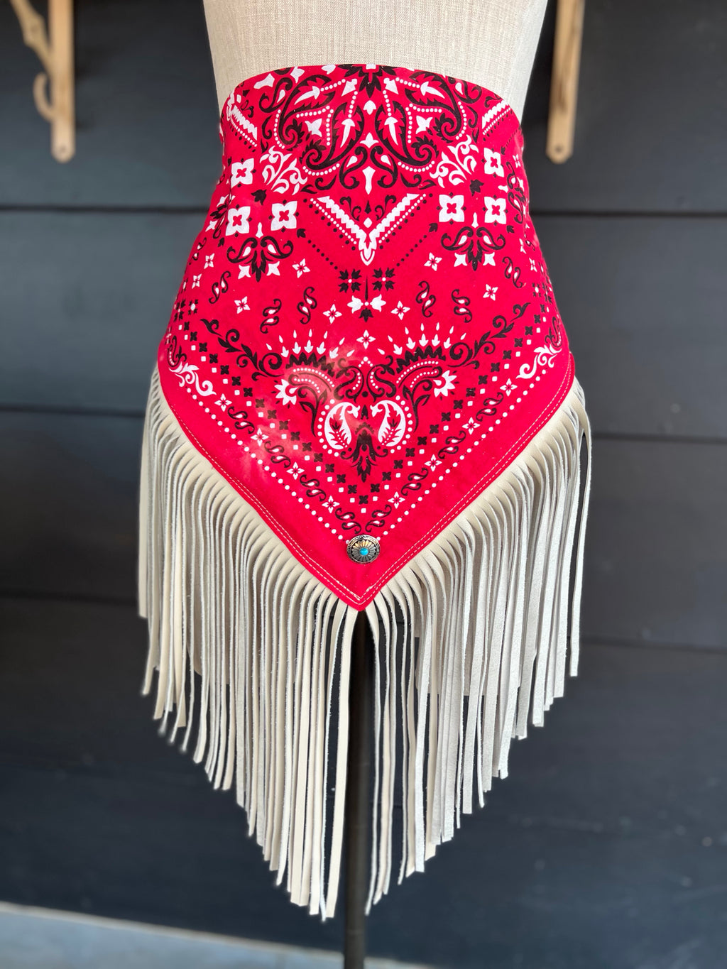 Desert Dusted Bandana Leather Fringe Collar
