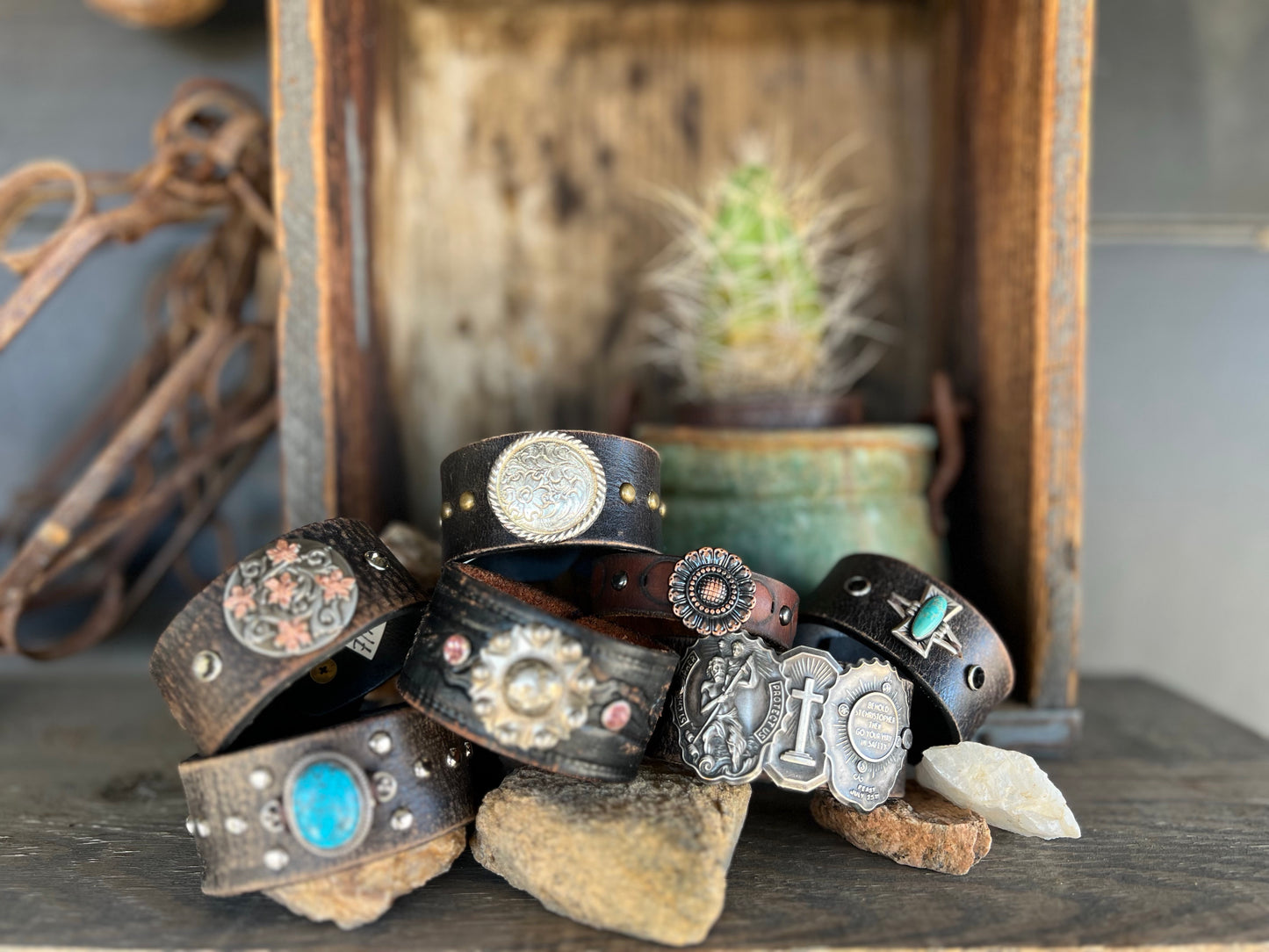 Dirty “Mojave Outlaw Cuffs” Leather Hand-Forged Western Bracelet