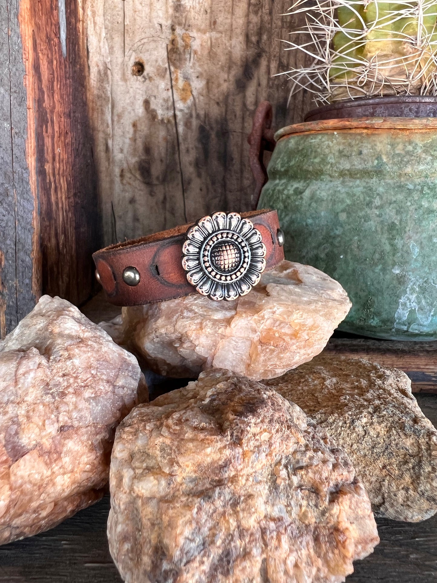 Dirty “Mojave Outlaw Cuffs” Leather Hand-Forged Western Bracelet