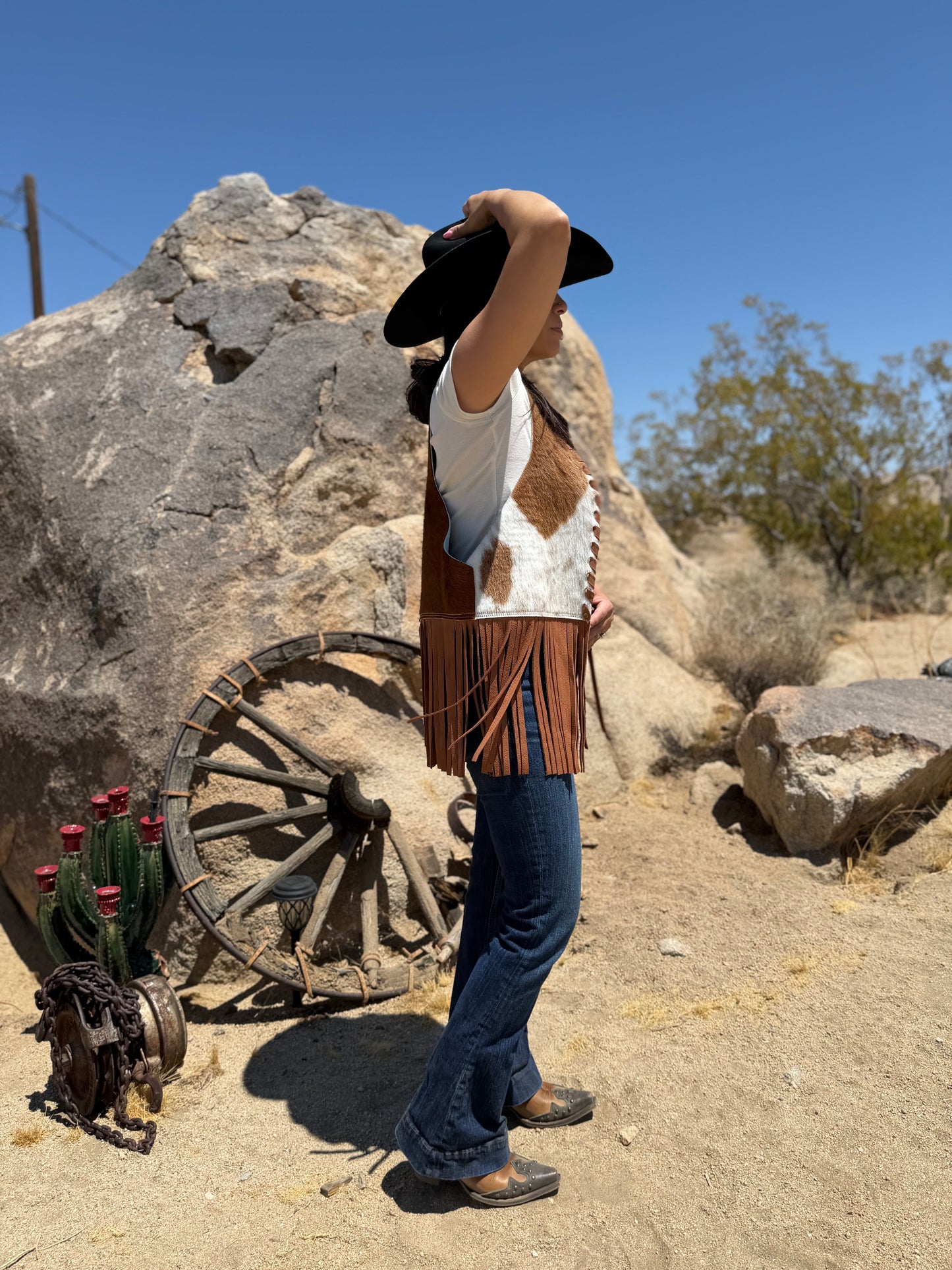 Dust Bowl Darling – Painted Prairie Cowhide Leather Vest