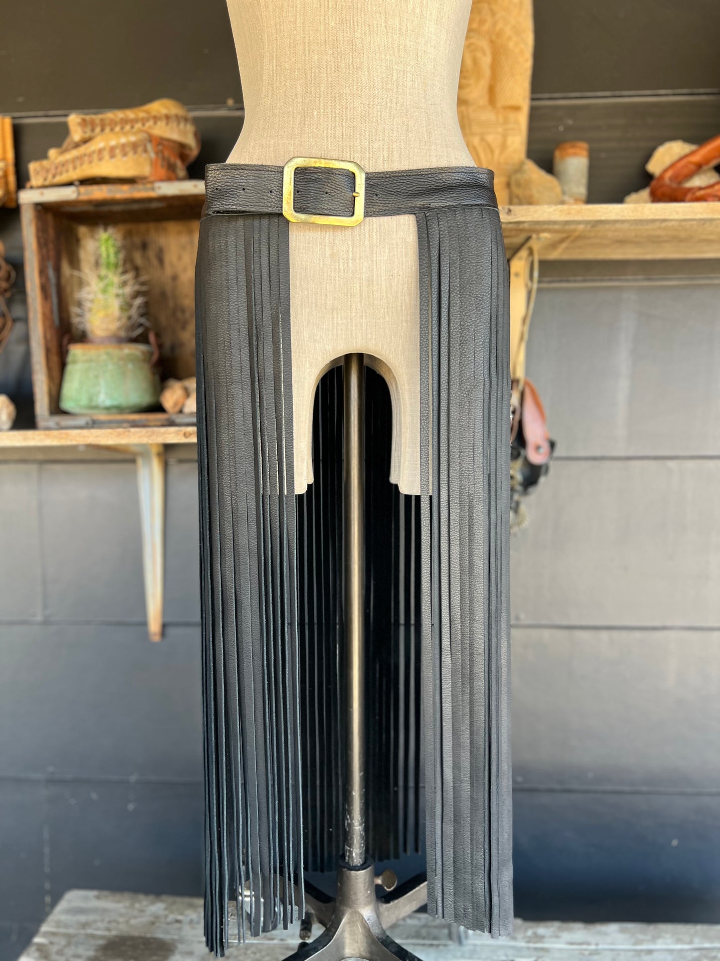 The Badlands Fringe Leather Skirt by Dirty Mojave Leather