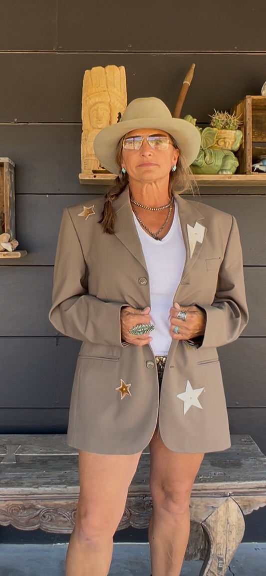 The Wild Luck Desert Blazer - with Cowhide Appliqués