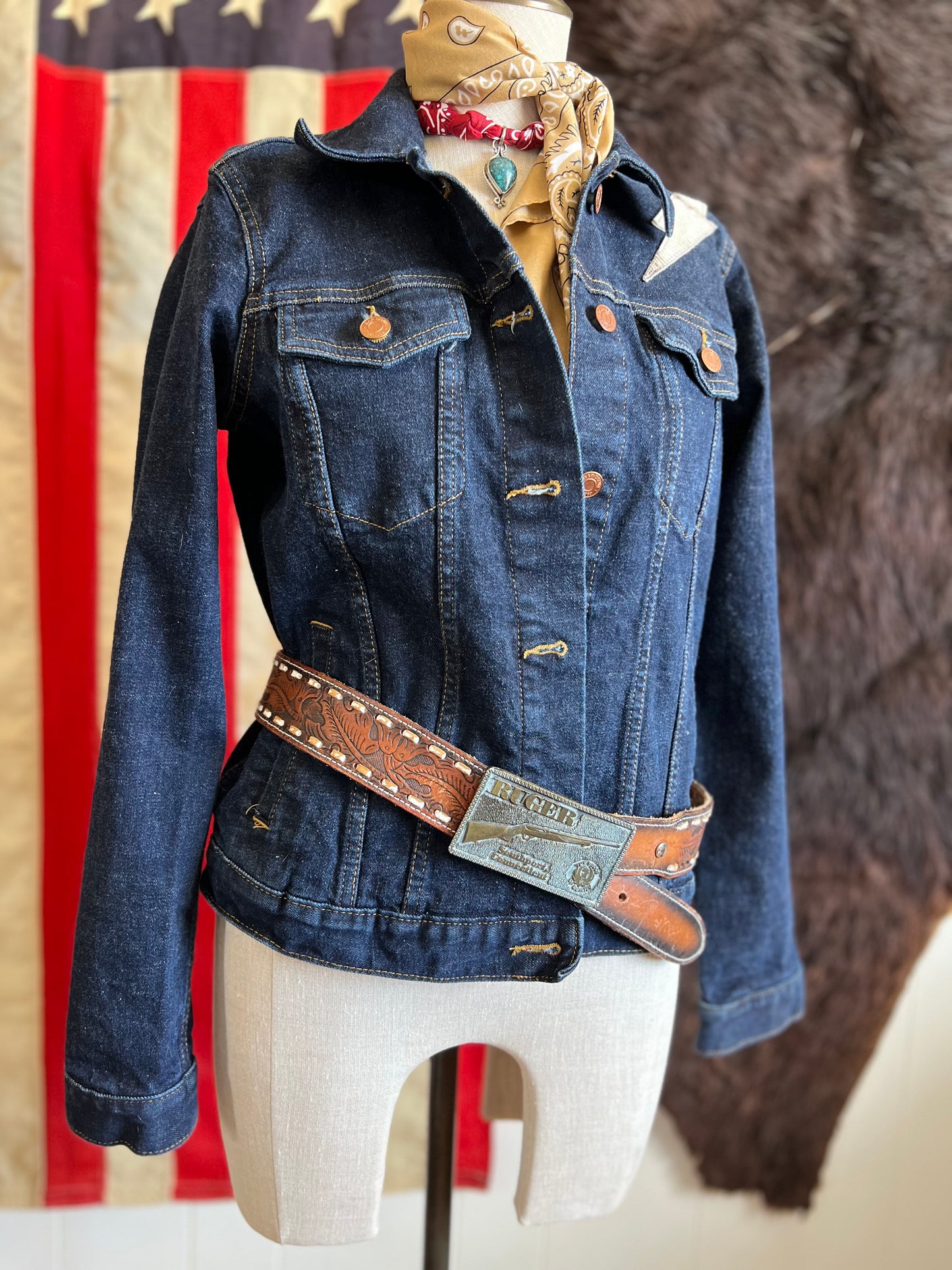 The Watcher by Dirty Mojave - Up-cycled Denim & Cowhide Jacket