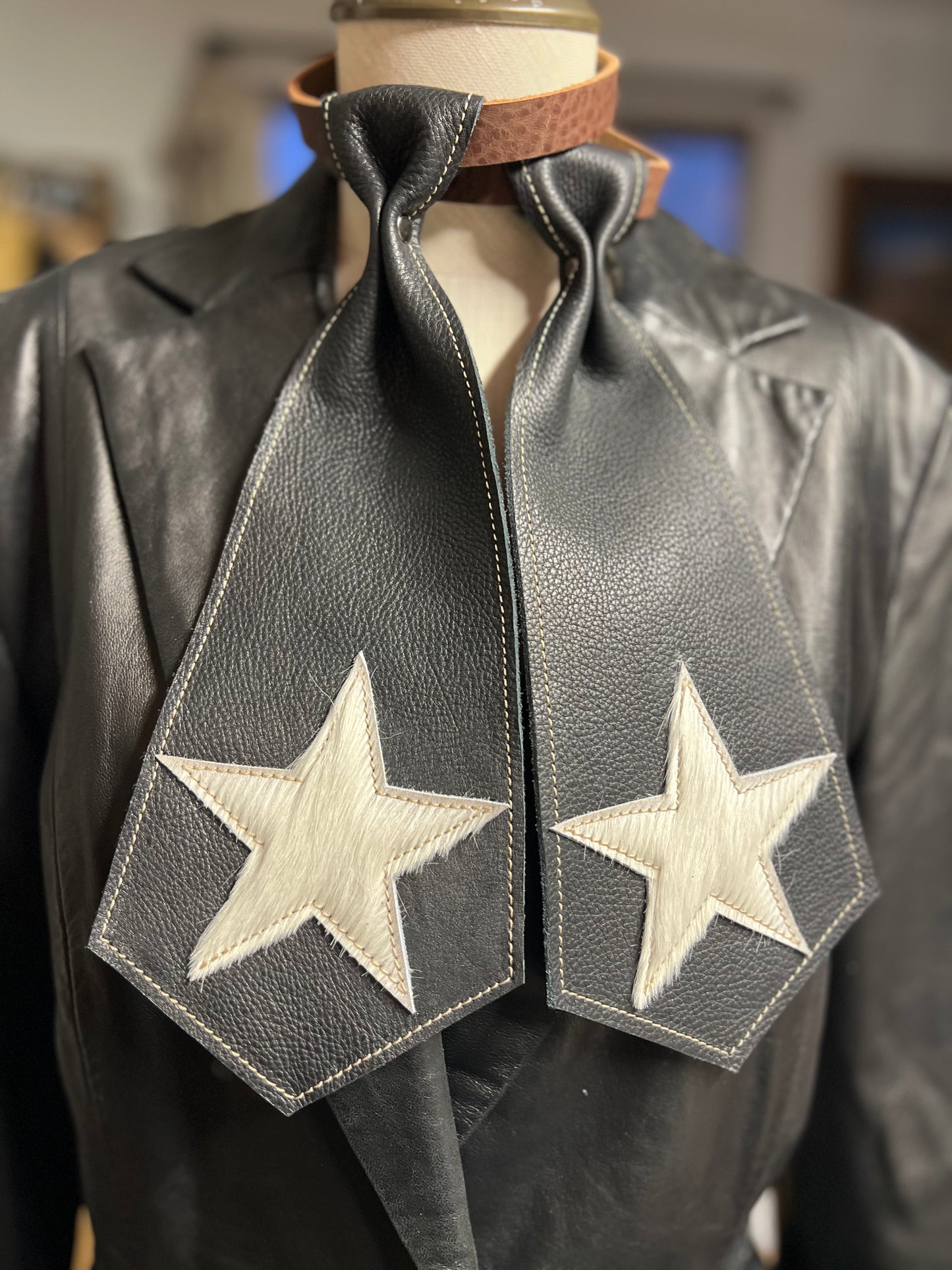 Dirty Mojave Star Heirloom Tie Leather Wide Necktie