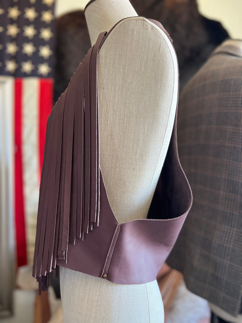 Wild Back Vests - Leather Fringe & Cowhide Statement - Bronco