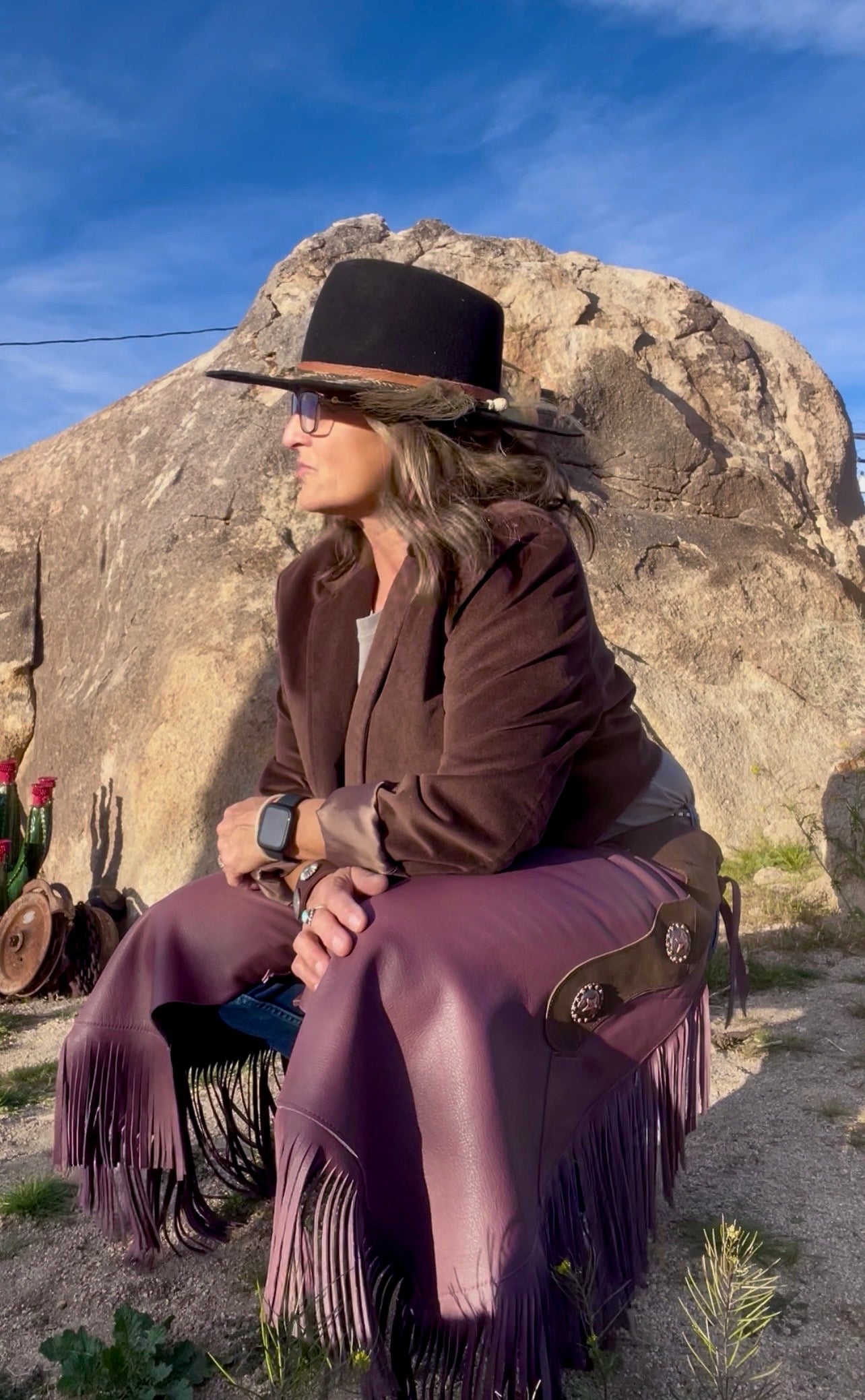 “The Prairie Chinks”  Lavender Leather Fringed Western Chaps