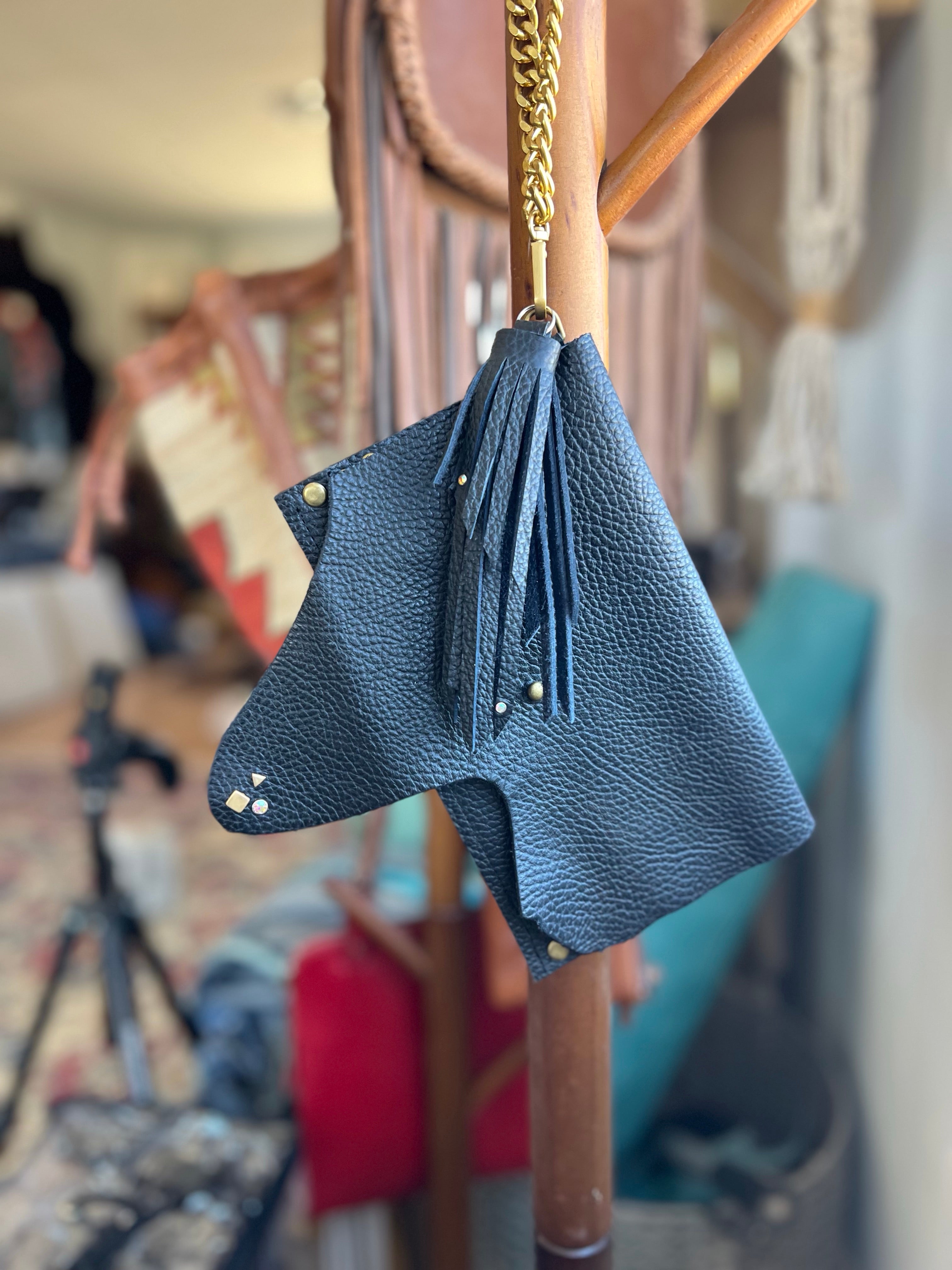 Dirty Mojave Leather Envelope Wristlet with Tassel