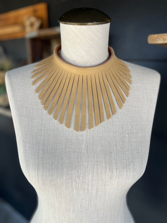 Dirty Mojave Leather Fringe “The Halo” Neckpiece