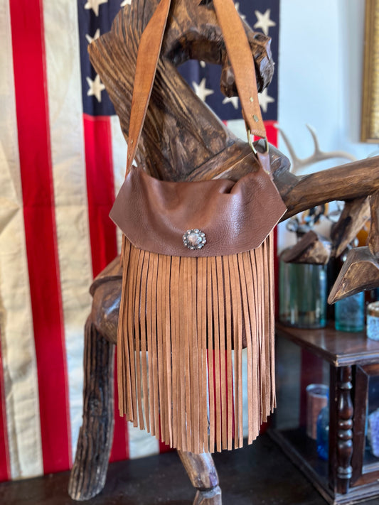 Slouchy Soft Brown Fringe Leather Handbag