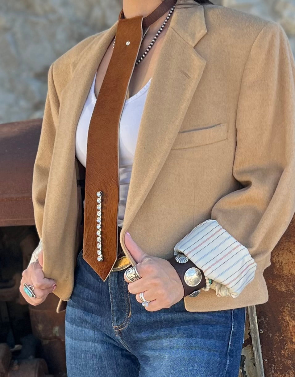 Wildhide Blade Cream Cowhide Neck Tie by Dirty Mojave Leather