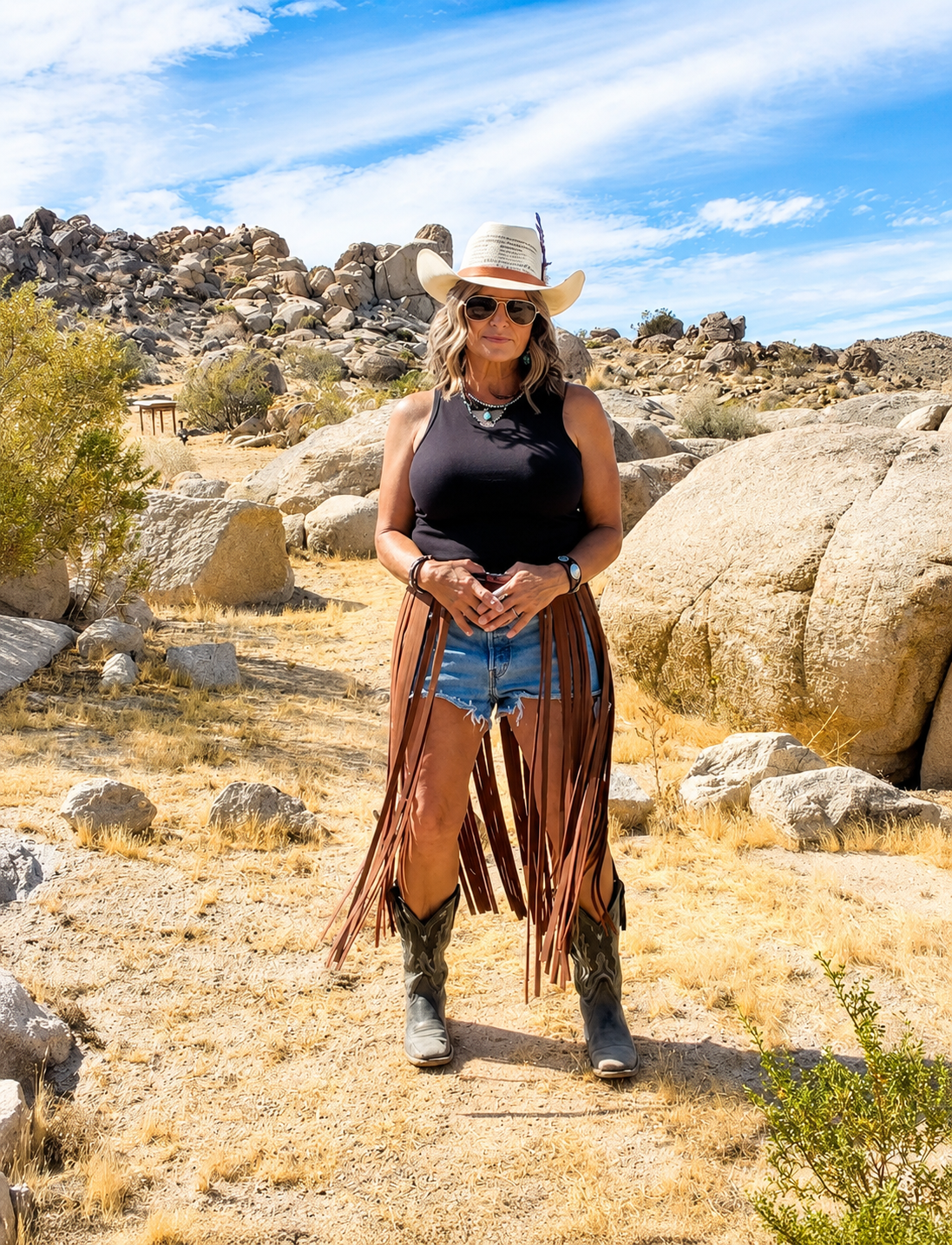 The Badlands Fringe Leather Skirt