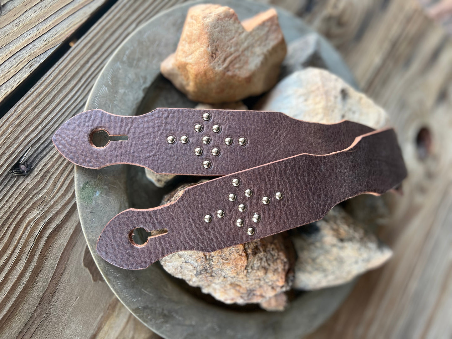 Dirty Mojave hand-cut Leather Horse Slobber Bridle Mecate Straps