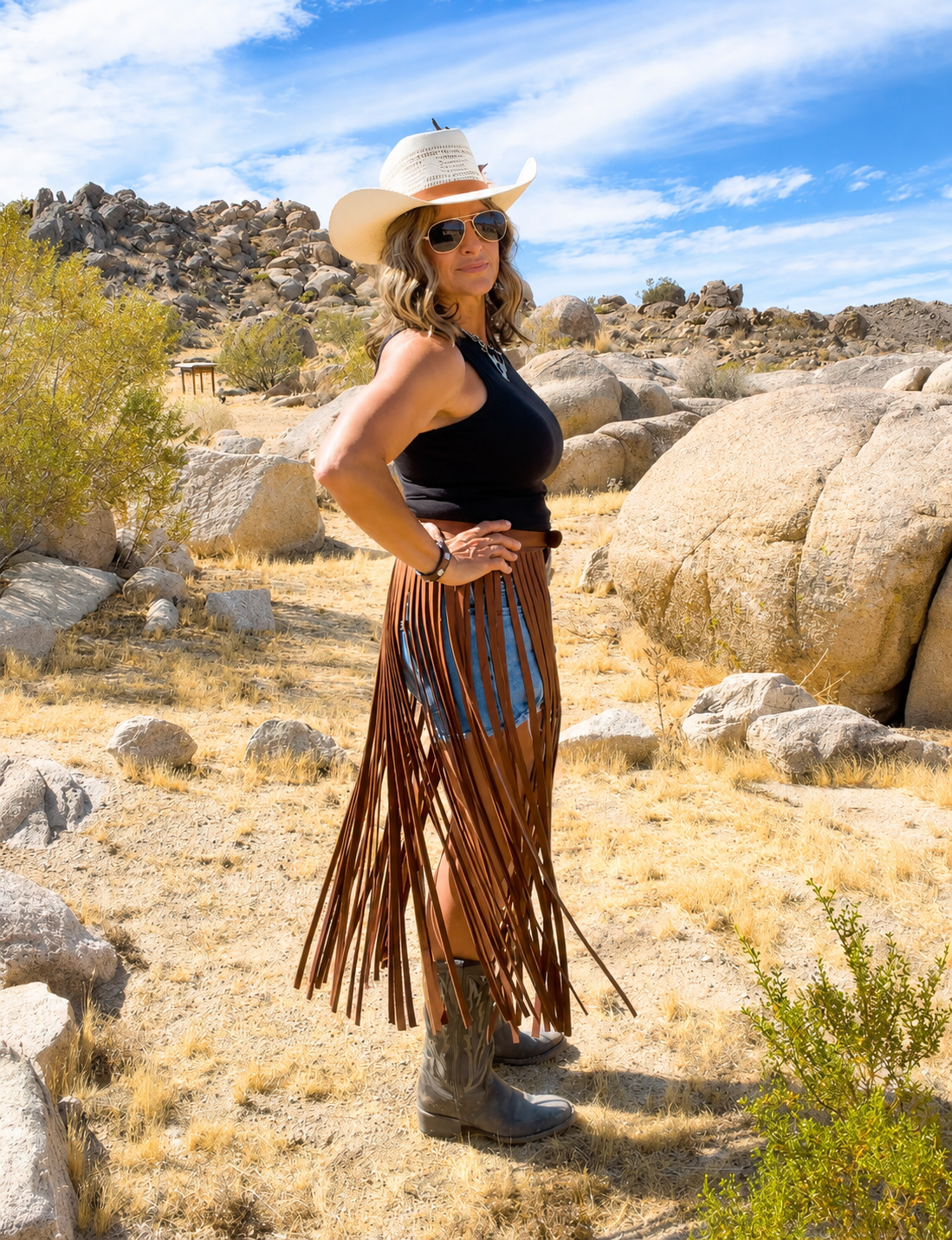 The Badlands Fringe Leather Skirt